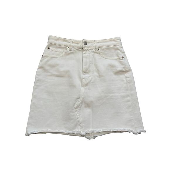 IRO Experience Sienne White Denim Mini Skirt Raw Hem Size 36 (US 4) - Picture 2 of 6